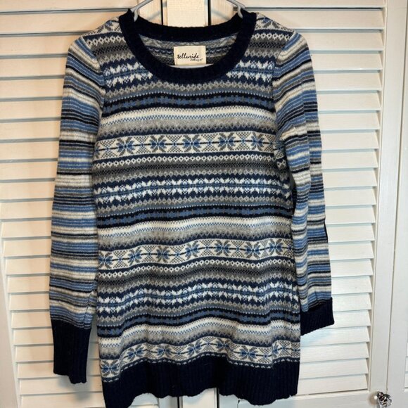 TELLURIDE CLOTHING CO MEDIUM WOMENS FAIR ISLE LAMBSWOOL BLEND CREWNECK SWEATER - Picture 1 of 7